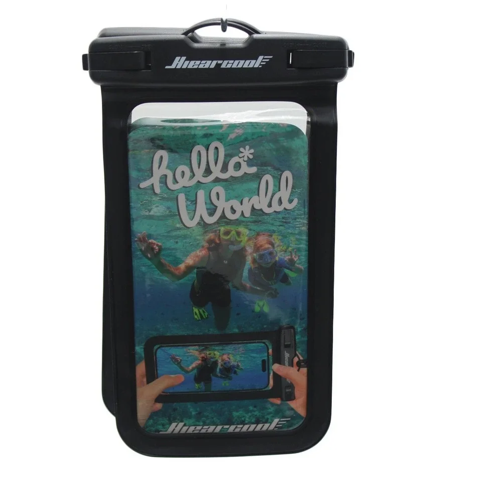 Hiearcool Waterproof Phone Pouch 2 Pack IPX8 Universal Dry Bag Case Black
